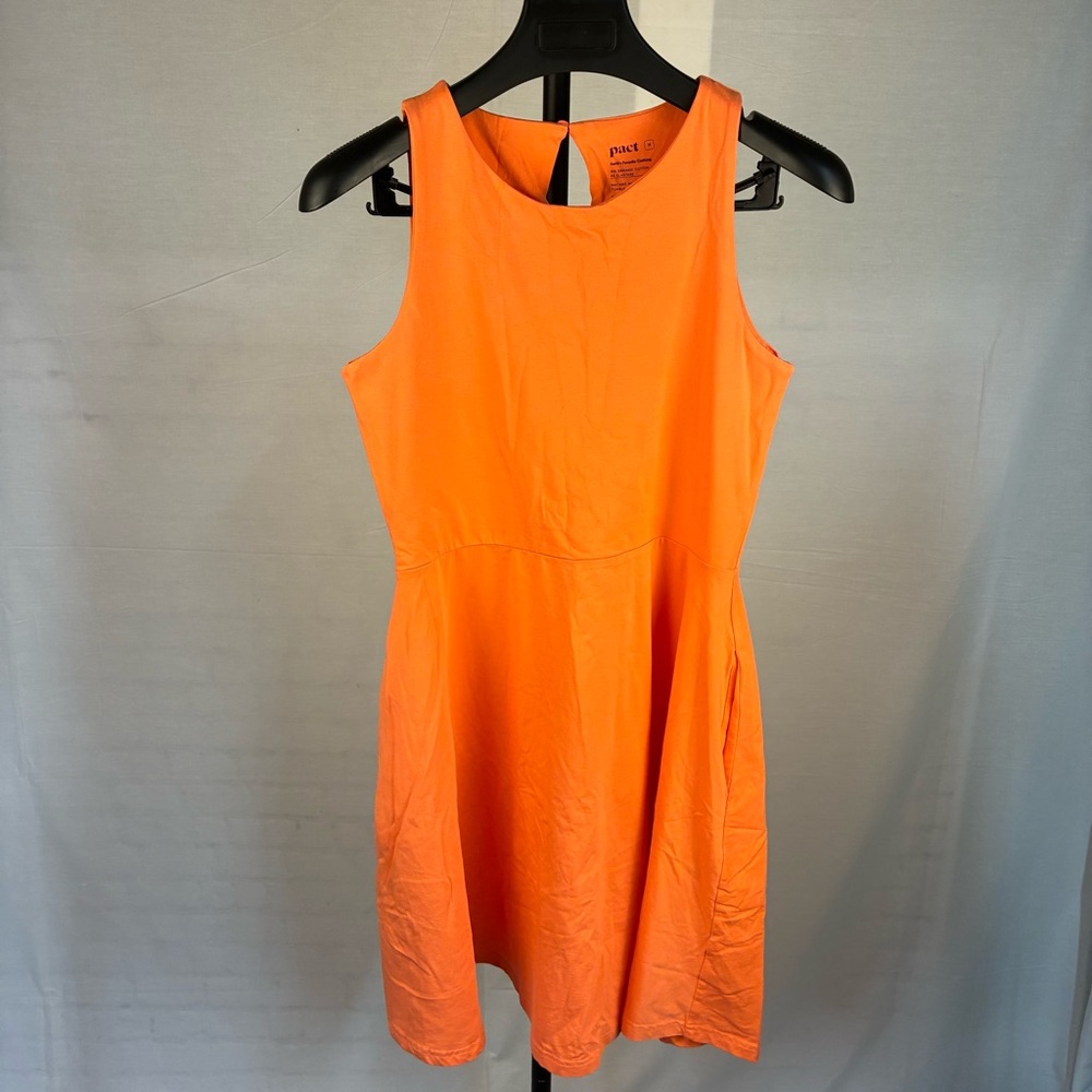 Pact Organic Cotton Coral Fit & Flare Dress M - Picture 2 of 8